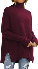 Women's Oversized Turtleneck Sweaters Fall Batwing Sleeve Ribbed Tunic Sweater - Allen-Fitness
