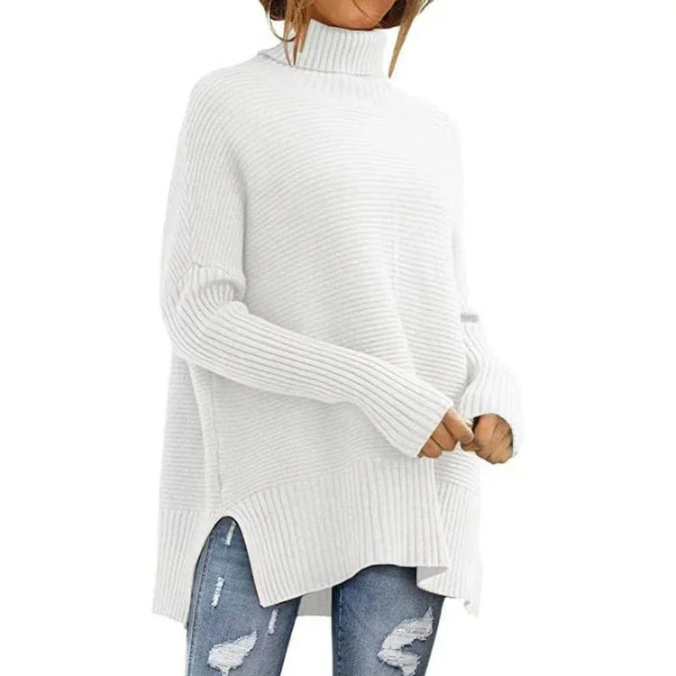 Women's Oversized Turtleneck Sweaters Fall Batwing Sleeve Ribbed Tunic Sweater - Allen-Fitness