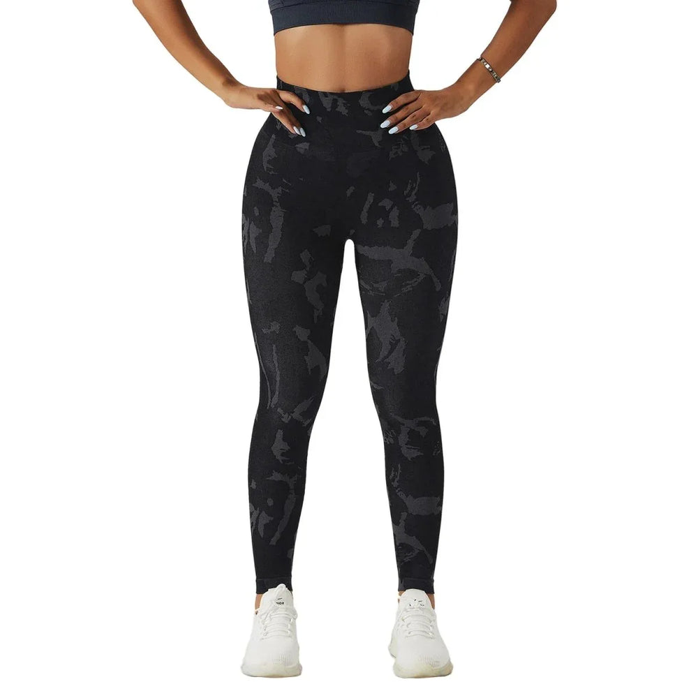 Women's Quick-Drying Leggings - Camouflage Peach Hip Raise Fitness Pants for Active Wear - Allen-Fitness