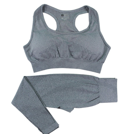 Women's Seamless Yoga Set - 2PCS High Waist Leggings & Fitness Crop Top Gym Outfit - Allen - Fitness