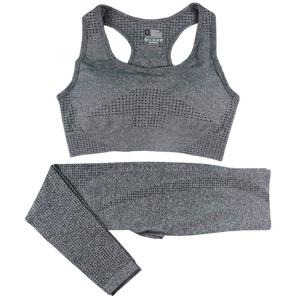 Women's Seamless Yoga Set - 2PCS High Waist Leggings & Fitness Crop Top Gym Outfit - Allen - Fitness