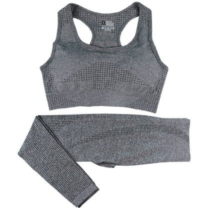 Women's Seamless Yoga Set - 2PCS High Waist Leggings & Fitness Crop Top Gym Outfit - Allen - Fitness