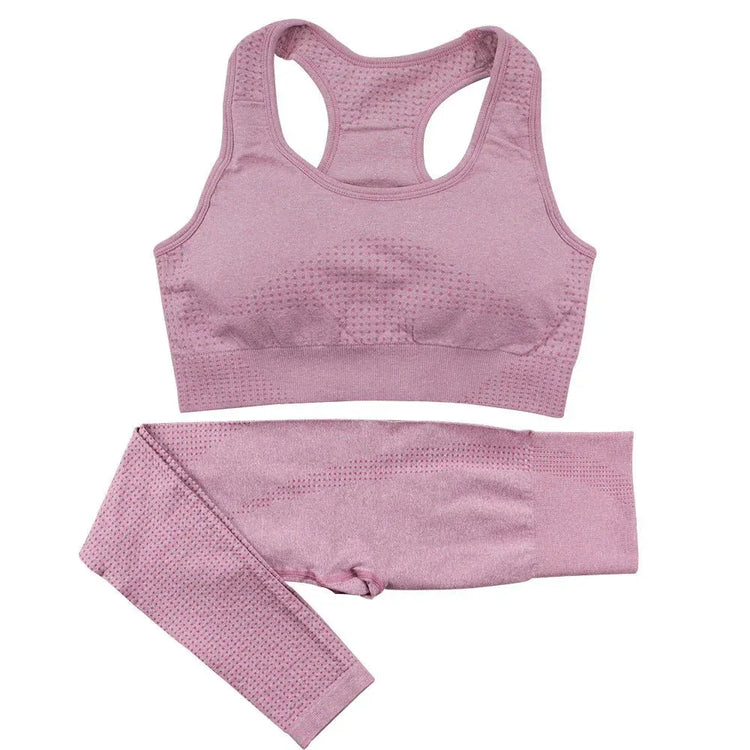 Women's Seamless Yoga Set - 2PCS High Waist Leggings & Fitness Crop Top Gym Outfit - Allen-Fitness