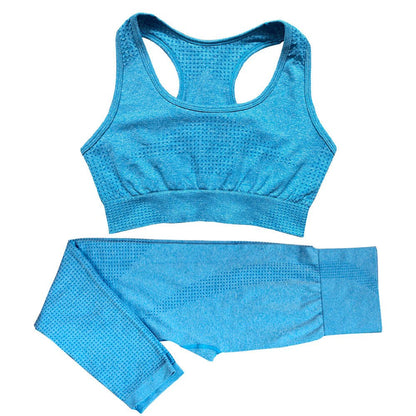 Women's Seamless Yoga Set - 2PCS High Waist Leggings & Fitness Crop Top Gym Outfit - Allen - Fitness