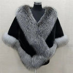 Women's Sleeveless Shawl Imitation Mink Fur Cape Coat Plus Size in White, Black, Wine Red, Gray Black - Allen-Fitness