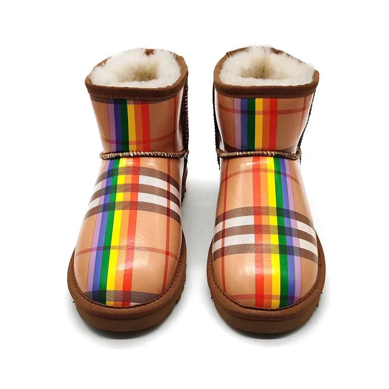 Women's Snow Boots - Real Sheepskin Plush Fur Ankle Boots for Ultimate Winter Warmth - Allen-Fitness