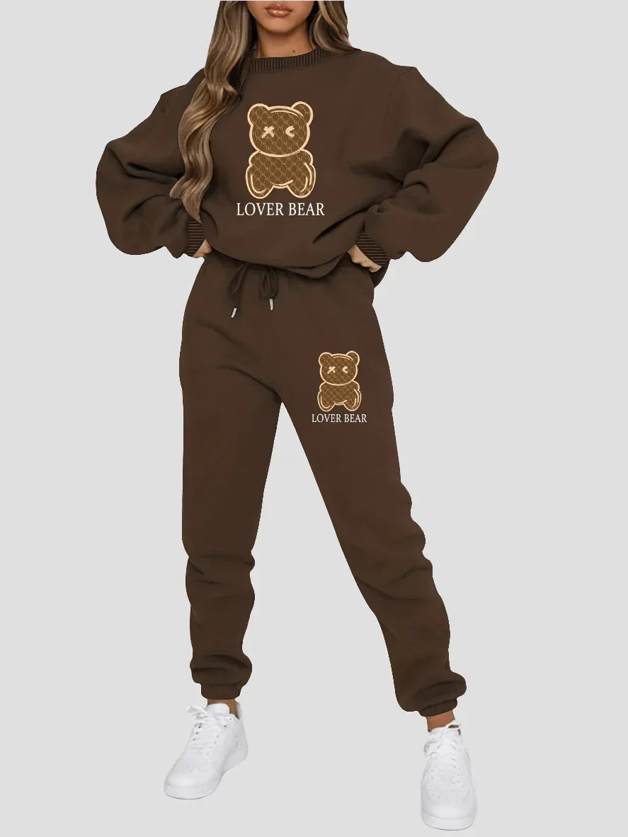 Women's Sportswear Set - Casual 2-Piece Suit with 3D Effect, Long Sleeve and Trousers - Allen-Fitness