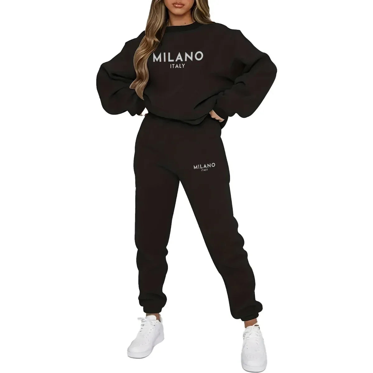 Women's Sportswear Set - Casual 2-Piece Suit with 3D Effect, Long Sleeve and Trousers - Allen-Fitness