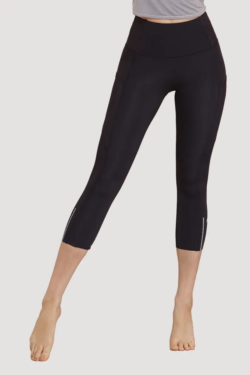 Women's Stylish Athletic Leggings with Silkiflex™ Fabric - 21.5" Reflective Fitness Leggings - Allen-Fitness