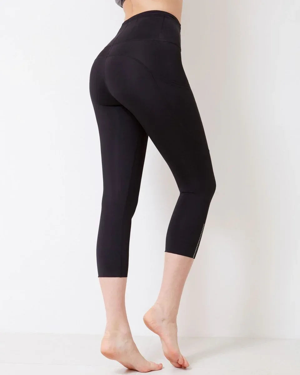 Women's Stylish Athletic Leggings with Silkiflex™ Fabric - 21.5" Reflective Fitness Leggings - Allen-Fitness