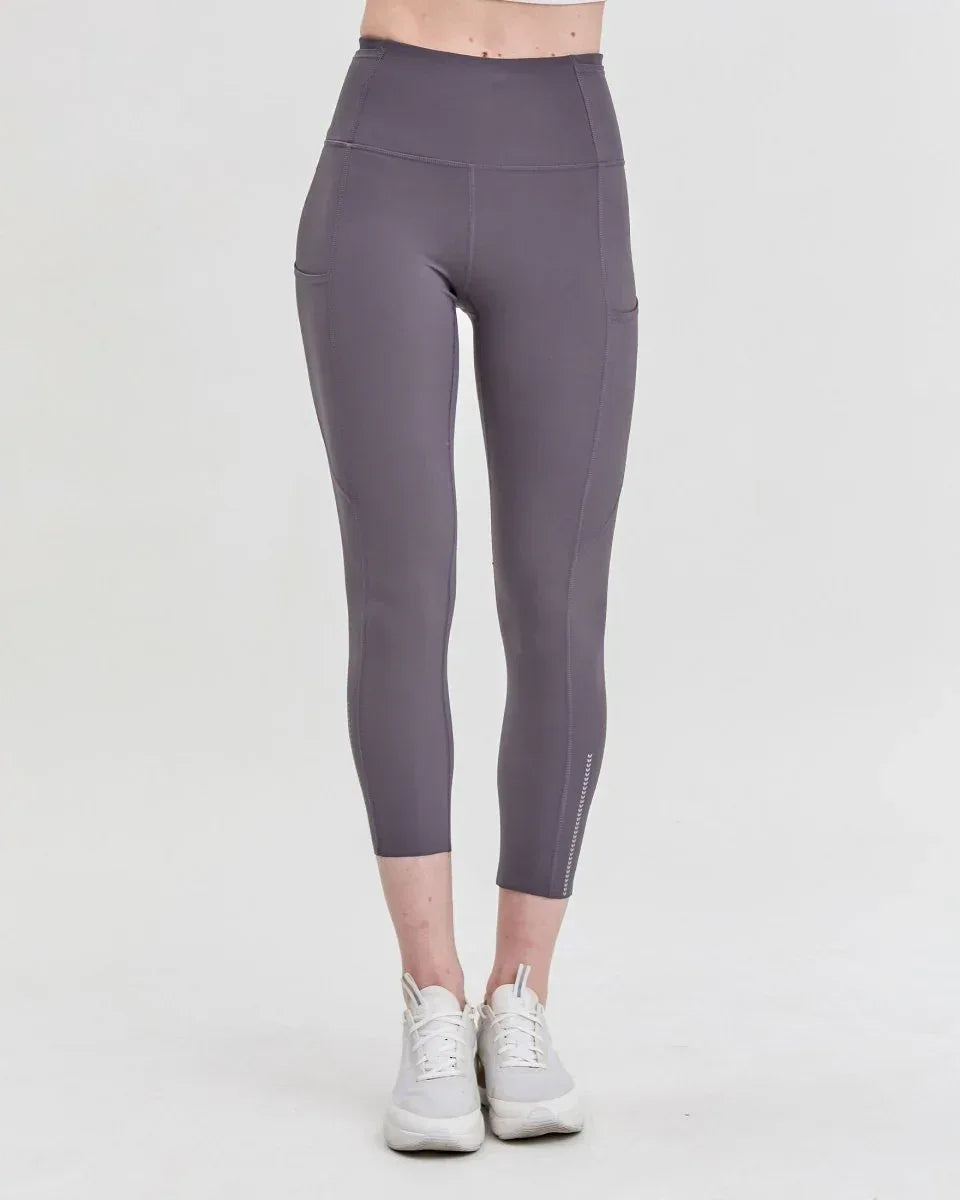 Women's Stylish Athletic Leggings with Silkiflex™ Fabric - 21.5" Reflective Fitness Leggings - Allen-Fitness