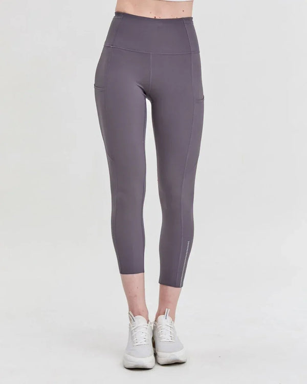 Women's Stylish Athletic Leggings with Silkiflex™ Fabric - 21.5" Reflective Fitness Leggings - Allen-Fitness