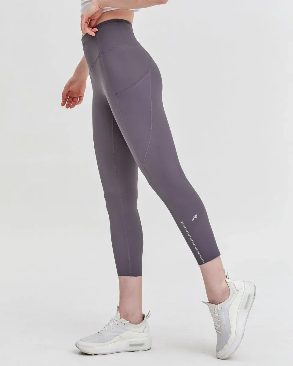 Women's Stylish Athletic Leggings with Silkiflex™ Fabric - 21.5" Reflective Fitness Leggings - Allen-Fitness