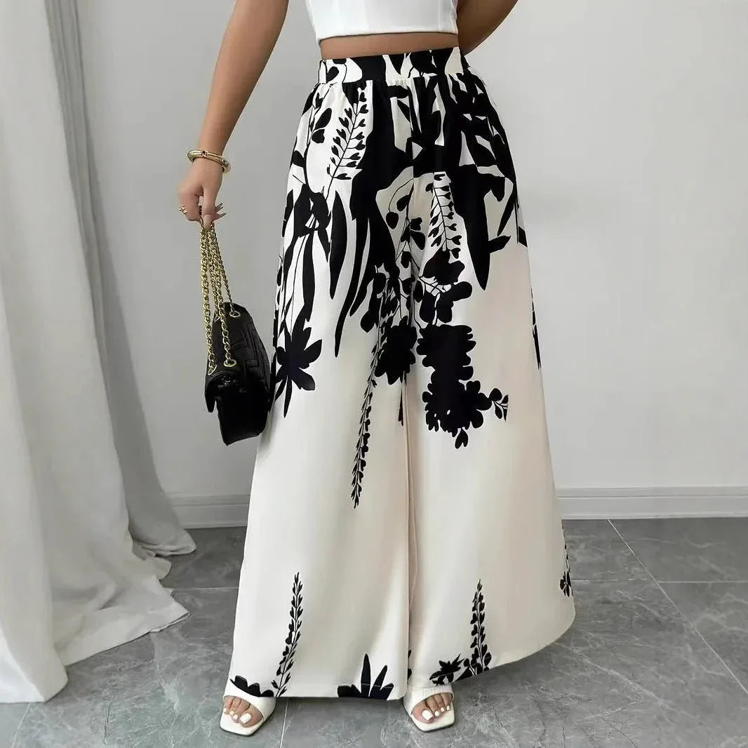 Women’s Summer Fashion Casual Printed Pants – Lace-up Waist Slim Fit Lightweight Style - Allen-Fitness