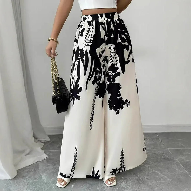 Women’s Summer Fashion Casual Printed Pants – Lace-up Waist Slim Fit Lightweight Style - Allen-Fitness