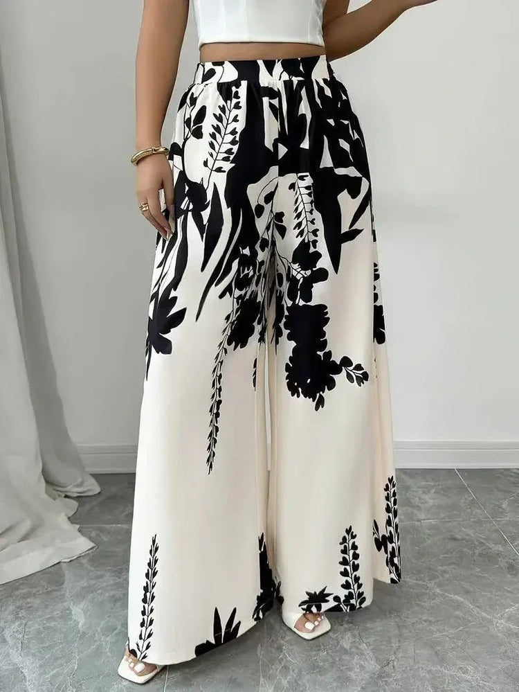 Women’s Summer Fashion Casual Printed Pants – Lace-up Waist Slim Fit Lightweight Style - Allen-Fitness