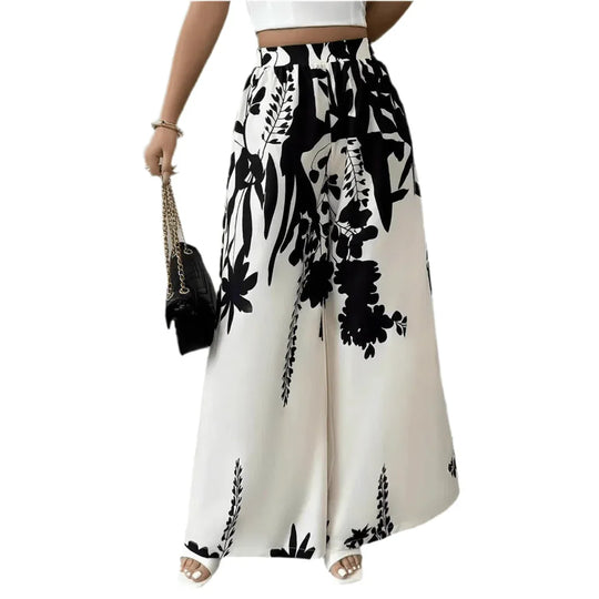 Women’s Summer Fashion Casual Printed Pants – Lace-up Waist Slim Fit Lightweight Style - Allen-Fitness
