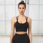 Women's Yoga Set - 5PCS Seamless Strappy Sports Bra, Long Sleeve and Booty Scrunch Leggings - Allen-Fitness