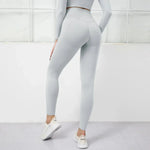 Women's Yoga Set - 5PCS Seamless Strappy Sports Bra, Long Sleeve and Booty Scrunch Leggings - Allen-Fitness