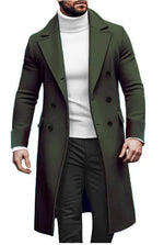 Woolen Overcoat For Men - Double-Breasted Thickened Jacket in Army Green, Brick Red, Khaki & Navy Blue - Allen-Fitness