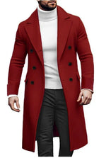 Woolen Overcoat For Men - Double-Breasted Thickened Jacket in Army Green, Brick Red, Khaki & Navy Blue - Allen-Fitness