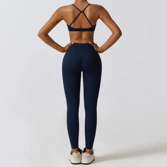 Women Workout Sets: Zip-Up Crop Jacket, High Waist Yoga Leggings &amp; Sport Bra - Allen-Fitness