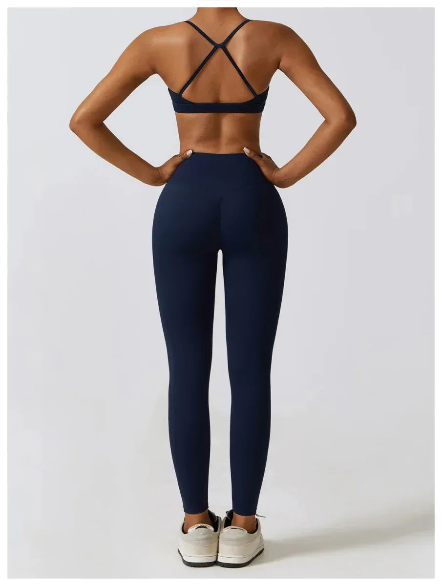 Women Workout Sets: Zip-Up Crop Jacket, High Waist Yoga Leggings &amp; Sport Bra - Allen-Fitness