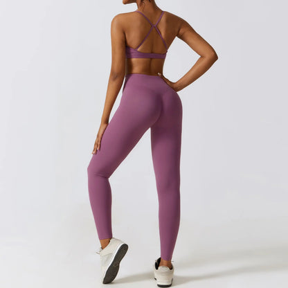 Workout Sets Women Zip up Crop Jacket High Waist Yoga Leggings With Sport Bra - Allen - Fitness