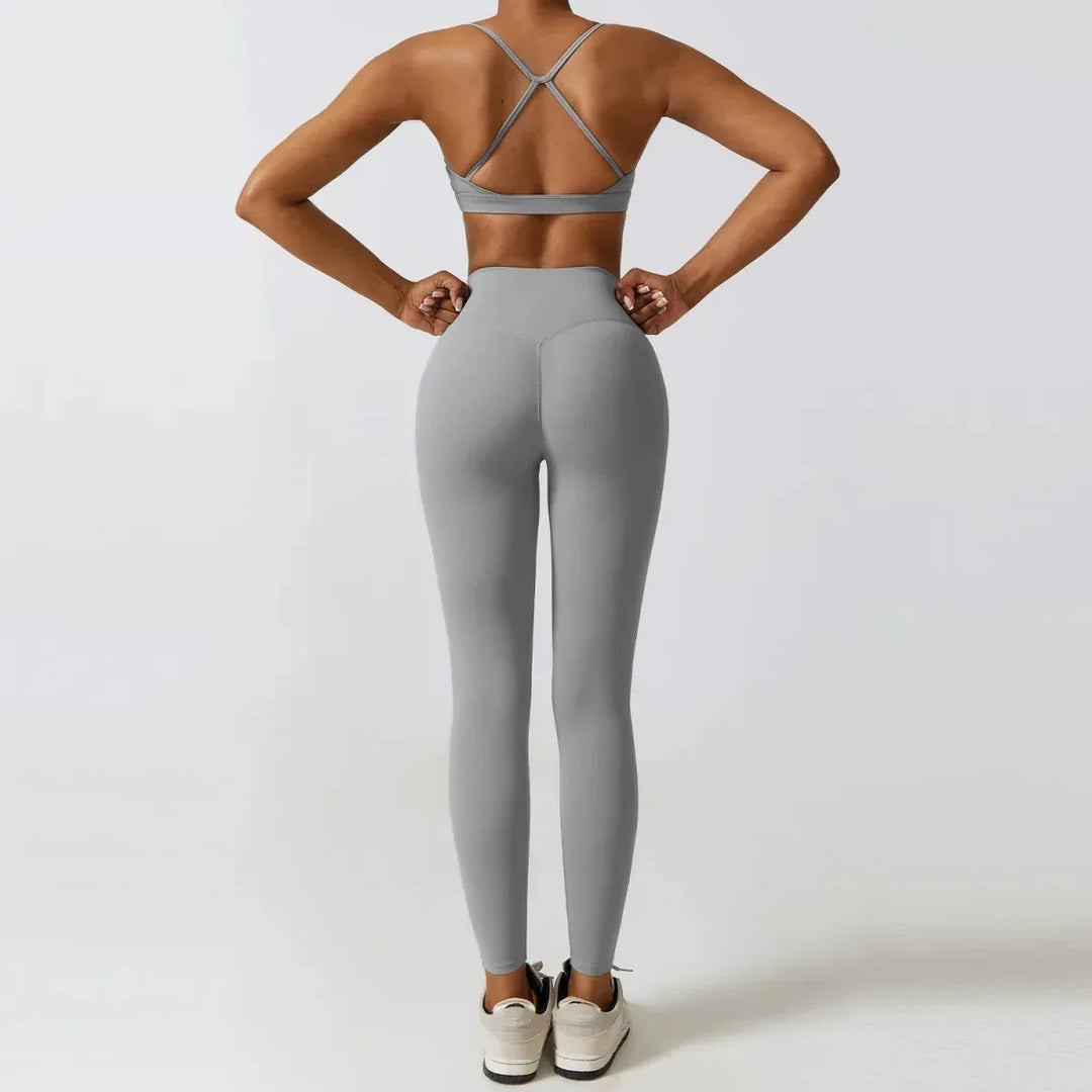 Women Workout Sets: Zip-Up Crop Jacket, High Waist Yoga Leggings &amp; Sport Bra - Allen-Fitness