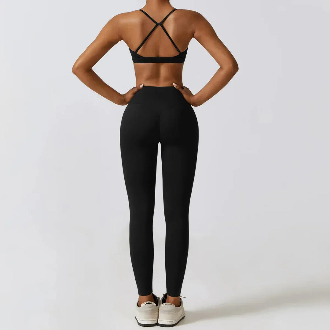 Women Workout Sets: Zip-Up Crop Jacket, High Waist Yoga Leggings &amp; Sport Bra - Allen-Fitness