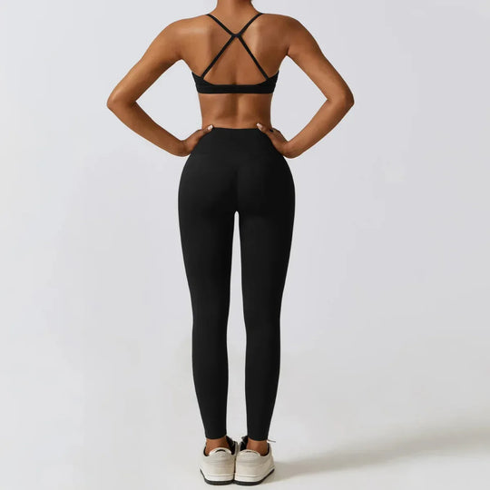 Women Workout Sets: Zip-Up Crop Jacket, High Waist Yoga Leggings &amp; Sport Bra - Allen-Fitness