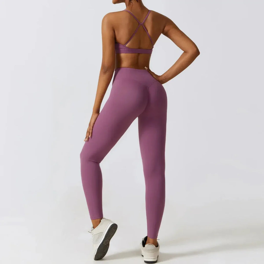 Women Workout Sets: Zip-Up Crop Jacket, High Waist Yoga Leggings &amp; Sport Bra - Allen-Fitness