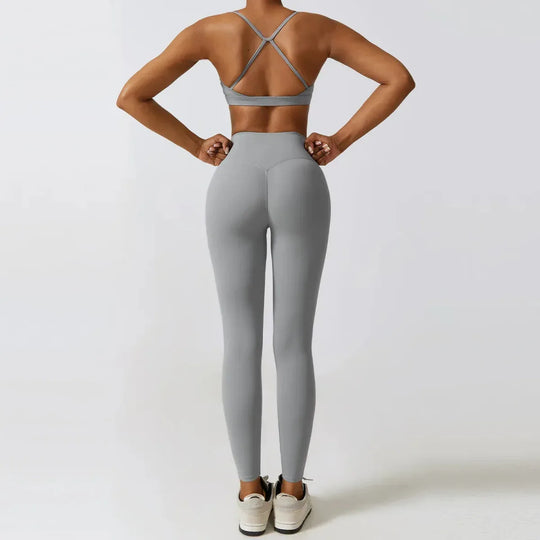 Women Workout Sets: Zip-Up Crop Jacket, High Waist Yoga Leggings &amp; Sport Bra - Allen-Fitness