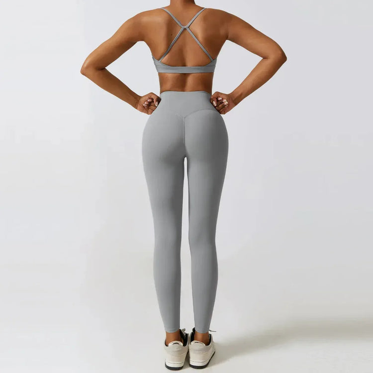 Women Workout Sets: Zip-Up Crop Jacket, High Waist Yoga Leggings & Sport Bra - Allen-Fitness