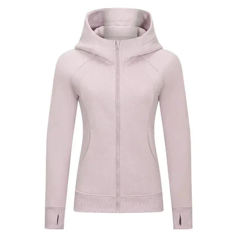 Fitness Coat Sports Wear outwear women Running jackets With thick full zip up face hoodie sweater WDQ028 - Allen - Fitness