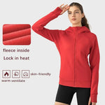 Sports Wear Hoodie Jacket for Women With Thick Zipper - Full Zip Fitness Coat Running Sweater WDQ028 - Allen-Fitness