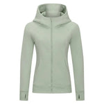 Sports Wear Hoodie Jacket for Women With Thick Zipper - Full Zip Fitness Coat Running Sweater WDQ028 - Allen-Fitness