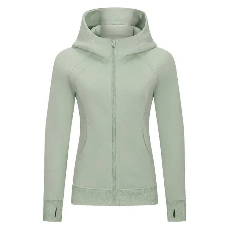 Fitness Coat Sports Wear outwear women Running jackets With thick full zip up face hoodie sweater WDQ028 - Allen - Fitness