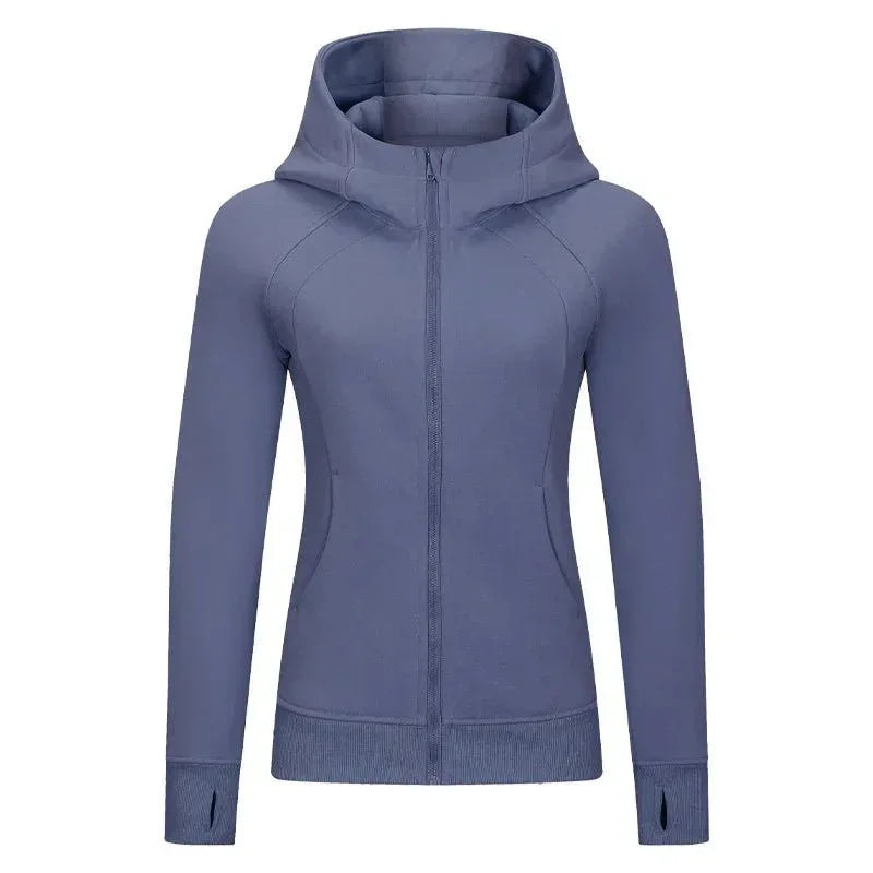 Fitness Coat Sports Wear outwear women Running jackets With thick full zip up face hoodie sweater WDQ028 - Allen - Fitness