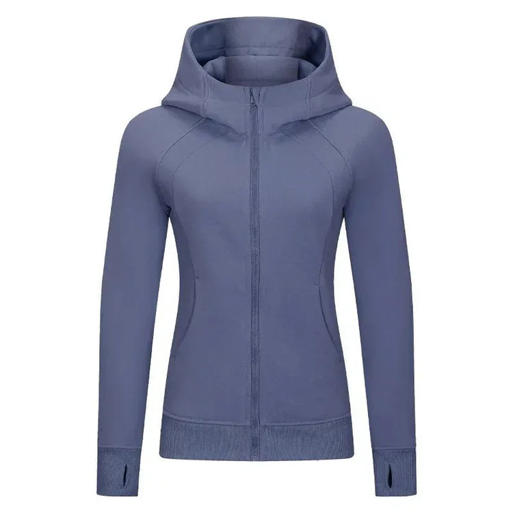 Fitness Coat Sports Wear outwear women Running jackets With thick full zip up face hoodie sweater WDQ028 - Allen - Fitness