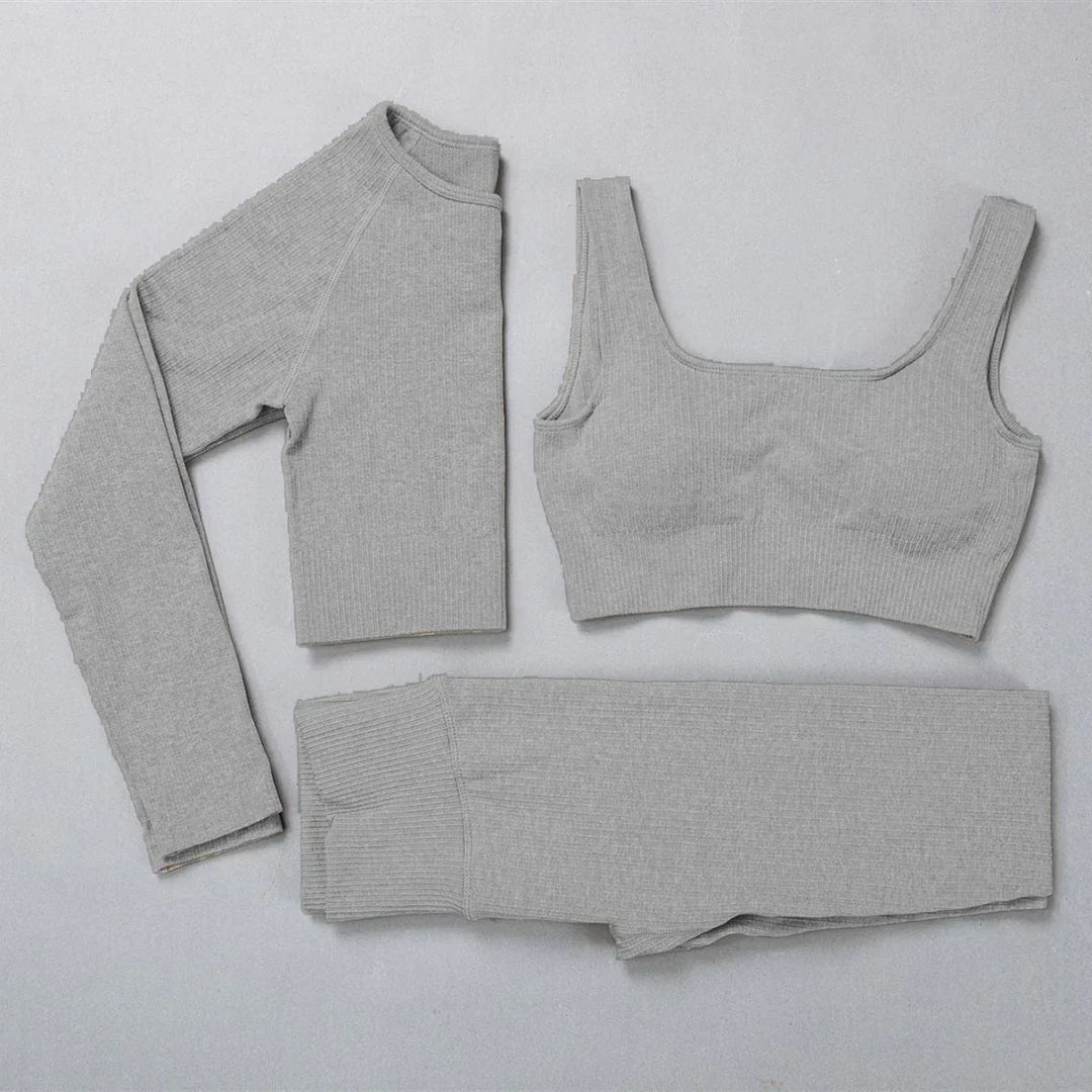 Yoga Clothes For Women: Jacquard High Elastic Yoga Suit, Striped Sportswear Set in Multiple Colors - Allen-Fitness
