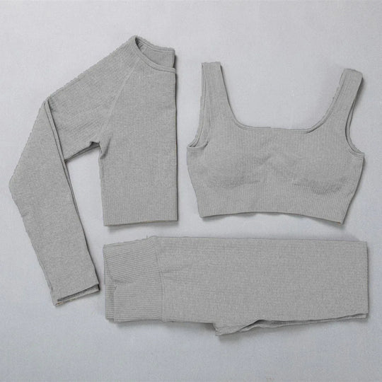 Yoga Clothes For Women: Jacquard High Elastic Yoga Suit, Striped Sportswear Set in Multiple Colors - Allen-Fitness