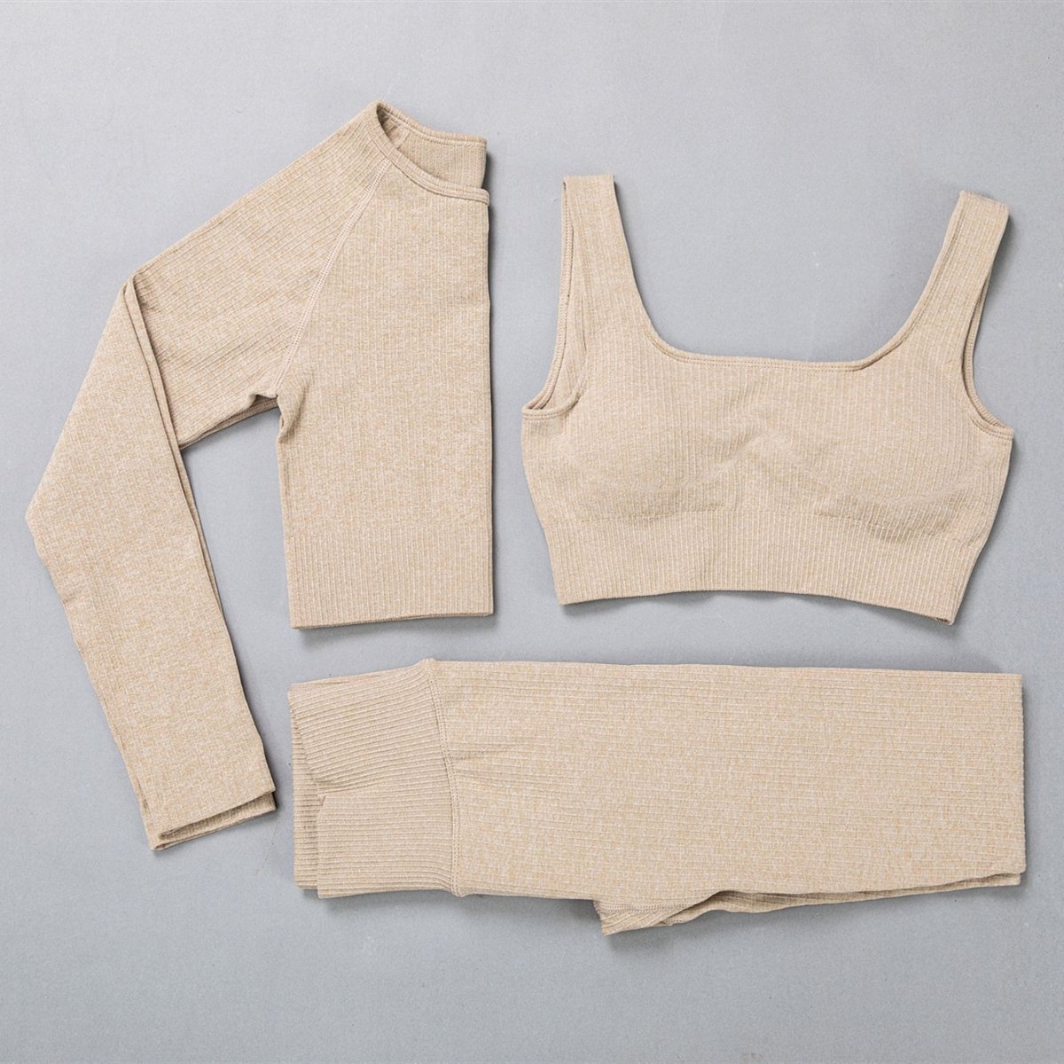 Yoga Clothes For Women: Jacquard High Elastic Yoga Suit, Striped Sportswear Set in Multiple Colors - Allen - Fitness