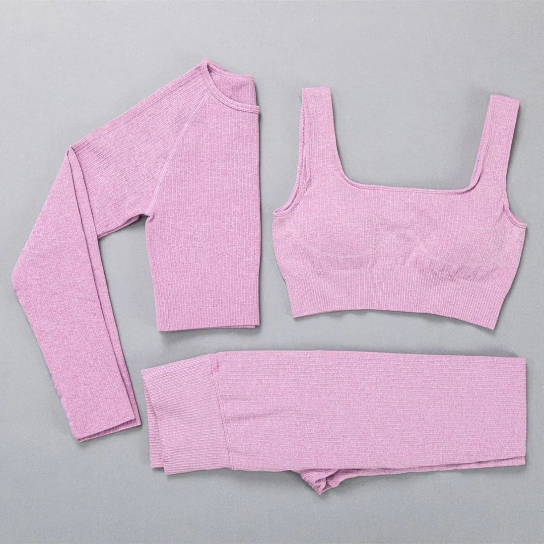 Yoga Clothes For Women: Jacquard High Elastic Yoga Suit, Striped Sportswear Set in Multiple Colors - Allen-Fitness