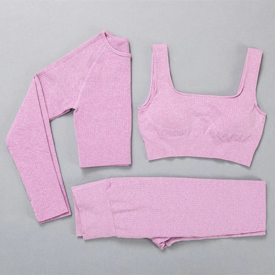 Yoga Clothes For Women: Jacquard High Elastic Yoga Suit, Striped Sportswear Set in Multiple Colors - Allen-Fitness