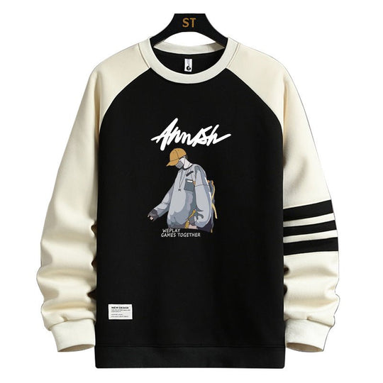 Youth Trendy Cartoon Anime Print Long Sleeve Crew Neck Sweatshirt - Premium Fitness &amp; Activewear for Men &amp; Women|UK