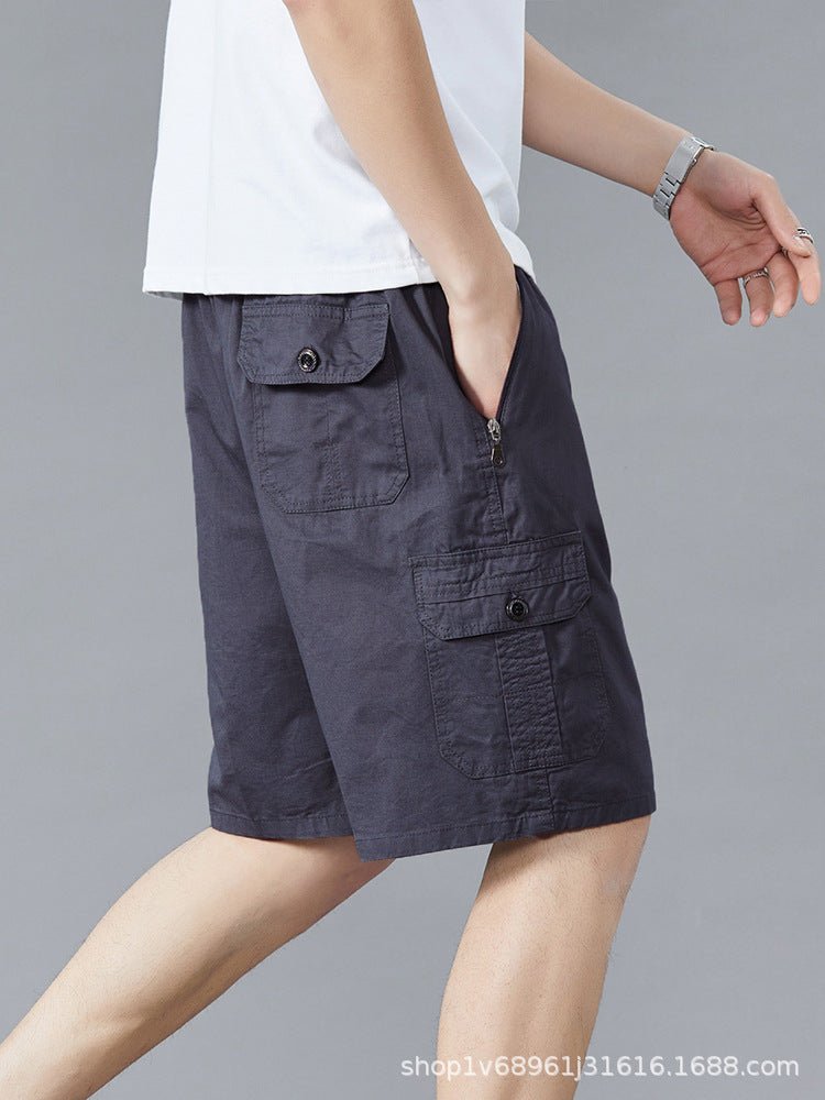 Zoruo childe summer dad summer shorts men's five-length pants cotton pants loose overalls big pants - Premium Fitness & Activewear