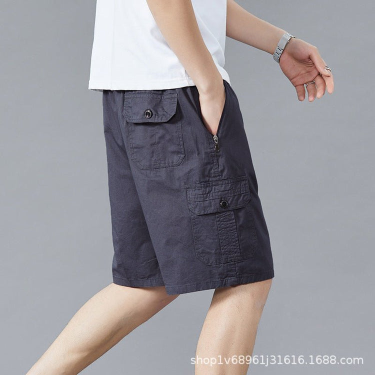 Zoruo childe summer dad summer shorts men's five-length pants cotton pants loose overalls big pants - Premium Fitness & Activewear