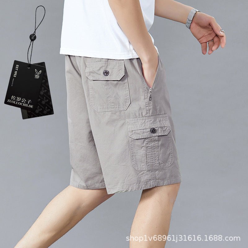 Zoruo childe summer dad summer shorts men's five-length pants cotton pants loose overalls big pants - Premium Fitness & Activewear