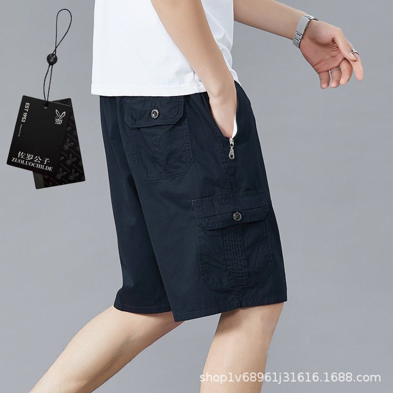 Zoruo childe summer dad summer shorts men's five-length pants cotton pants loose overalls big pants - Premium Fitness & Activewear